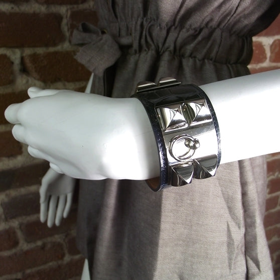 Hermes Collier de Chien CDC Bracelet Crocodile Navy 2 of 8
