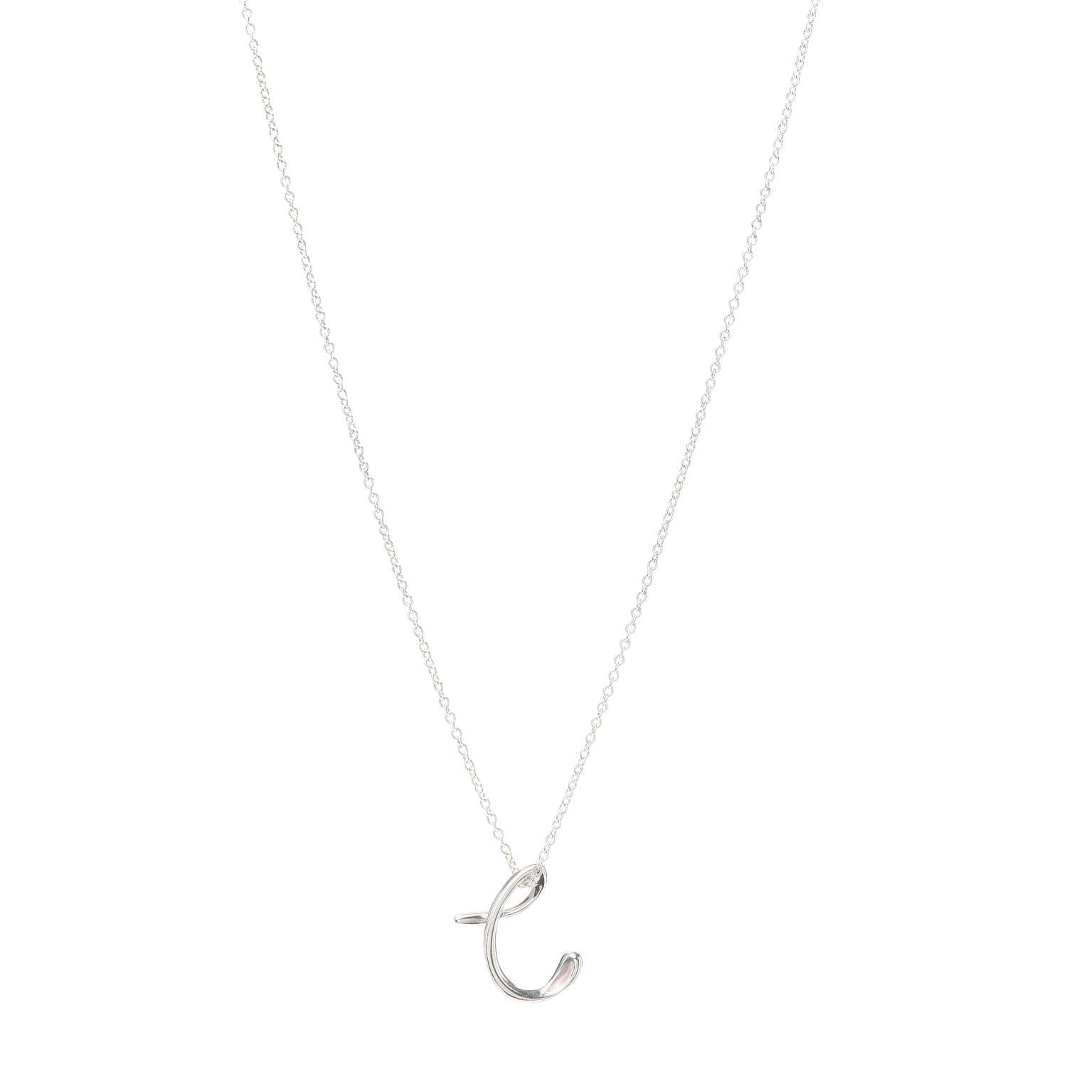 Tiffany Sterling Silver Elsa Peretti Letter C Pendant Necklace 1 of 5