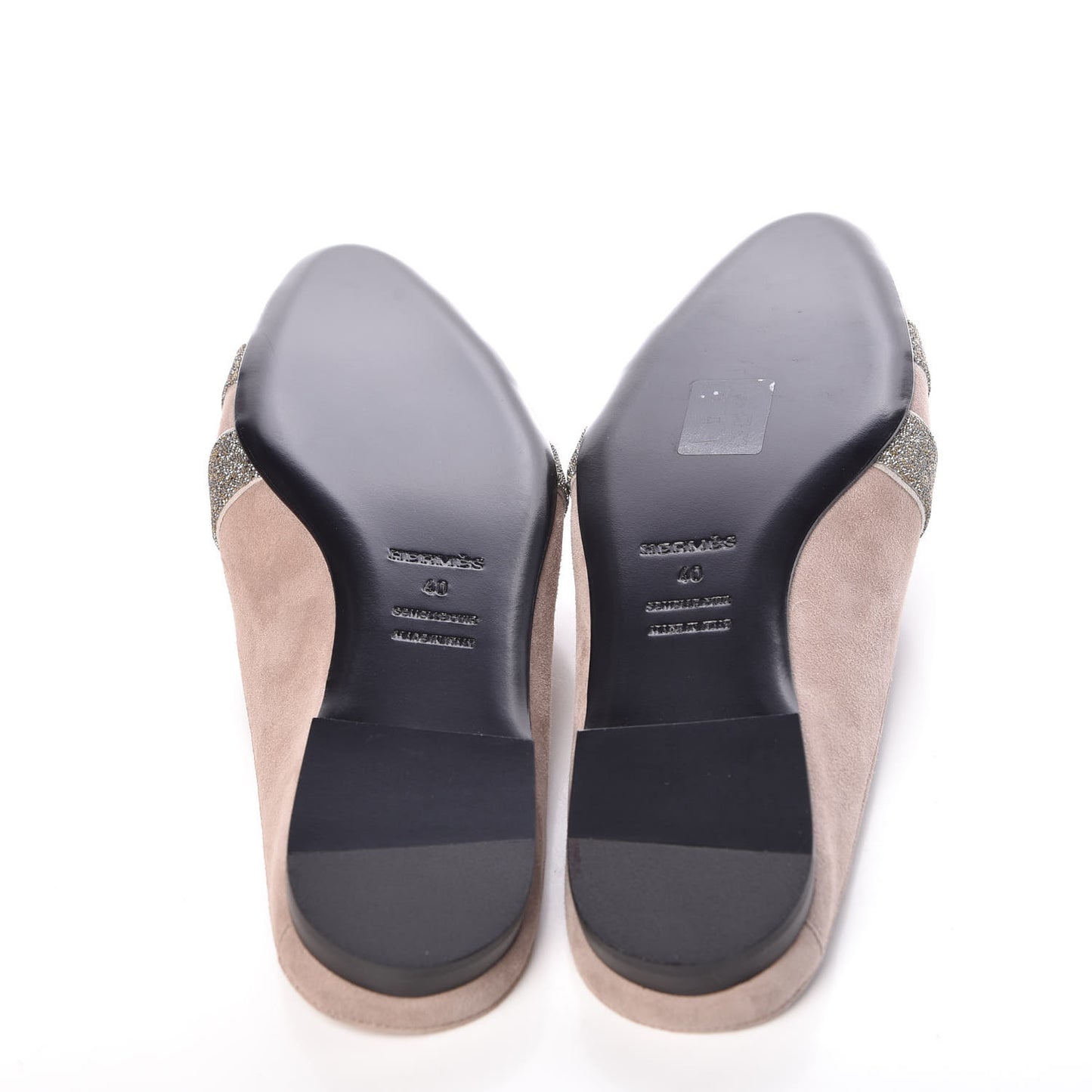 Suede Goatskin Crystal Roxane Mules 40 Champagne Rose Grey