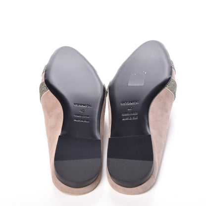 Hermes Suede Goatskin Crystal Roxane Mules 40 Champagne Rose Grey 5 of 9