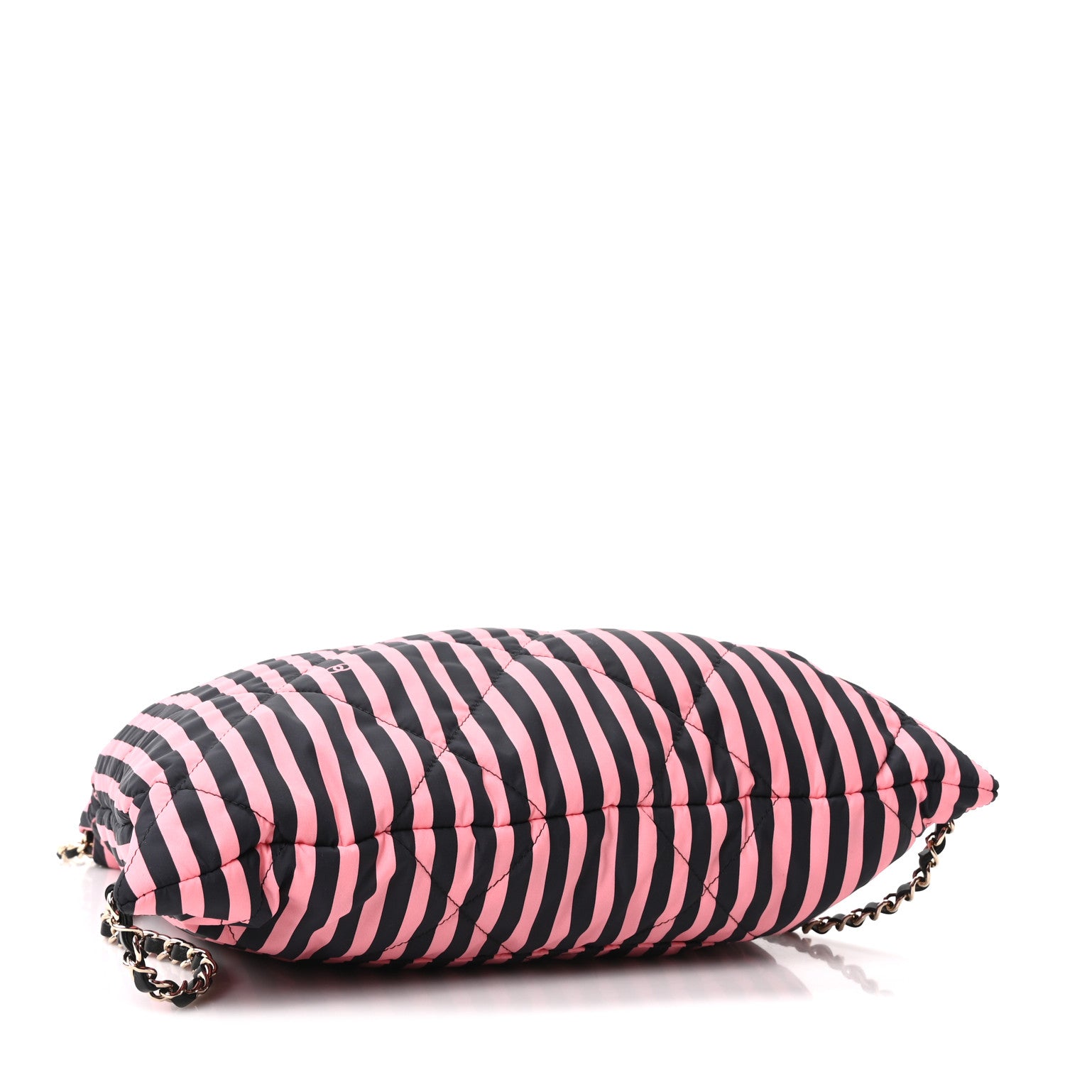 Chanel Nylon Striped Quilted Coco Beach Backpack Black Coral 3 of 9