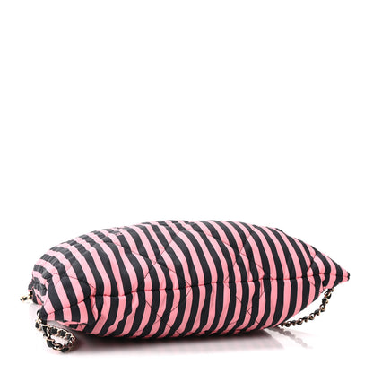 Chanel Nylon Striped Quilted Coco Beach Backpack Black Coral 3 of 9