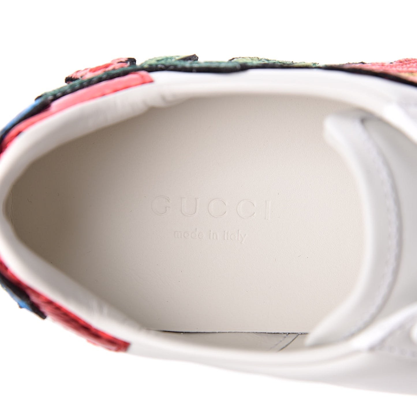 Calfskin Web Floral Embroidered Womens Ace Sneakers 35.5 White