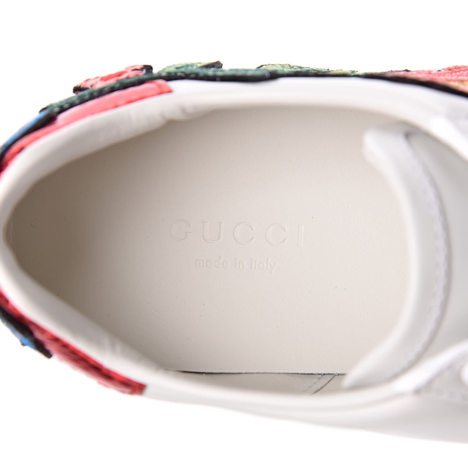 Gucci Calfskin Web Floral Embroidered Womens Ace Sneakers 35.5 White 7 of 9