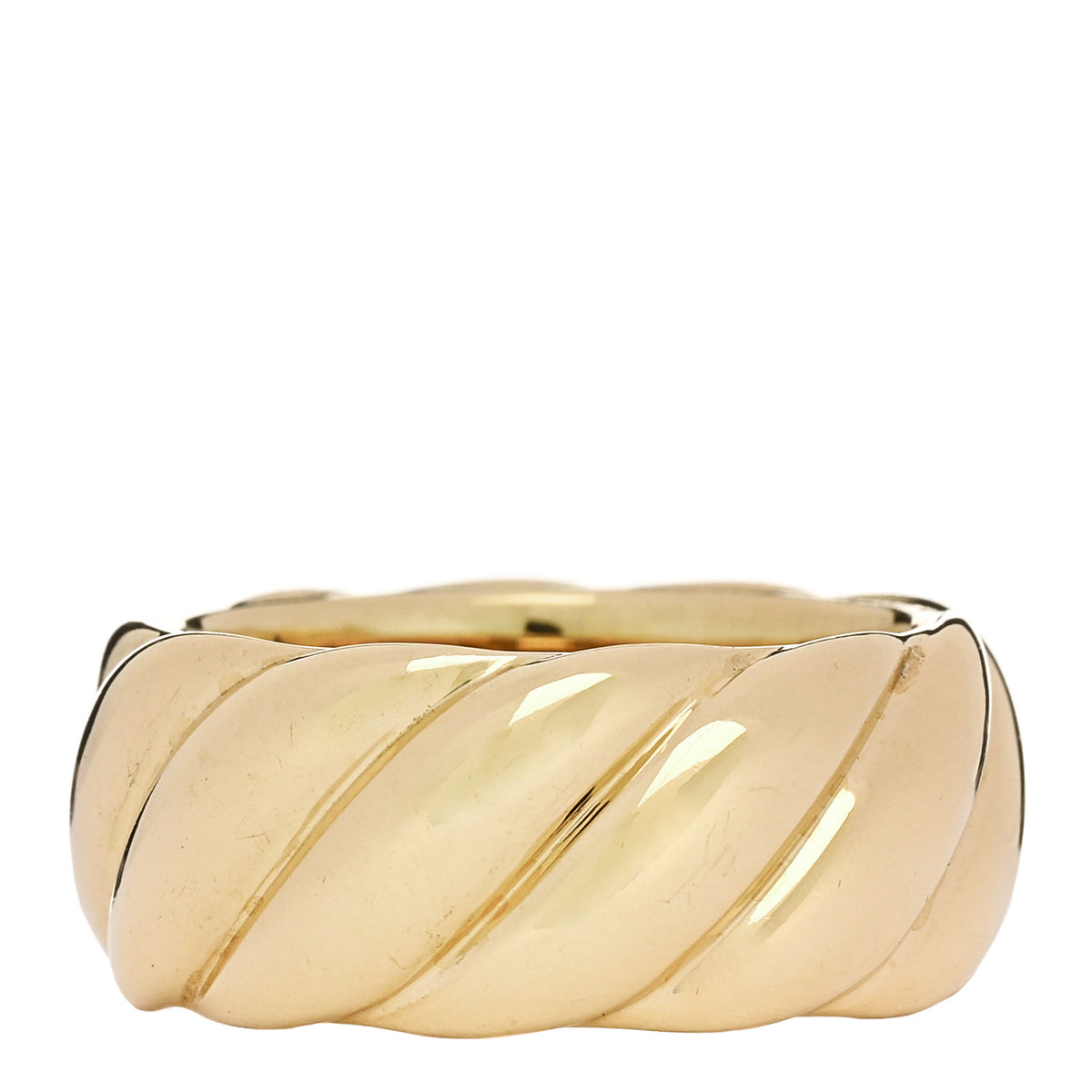 David Yurman 18K Yellow Gold 9mm Sculpted Cable Band Ring 52 6 1 of 4