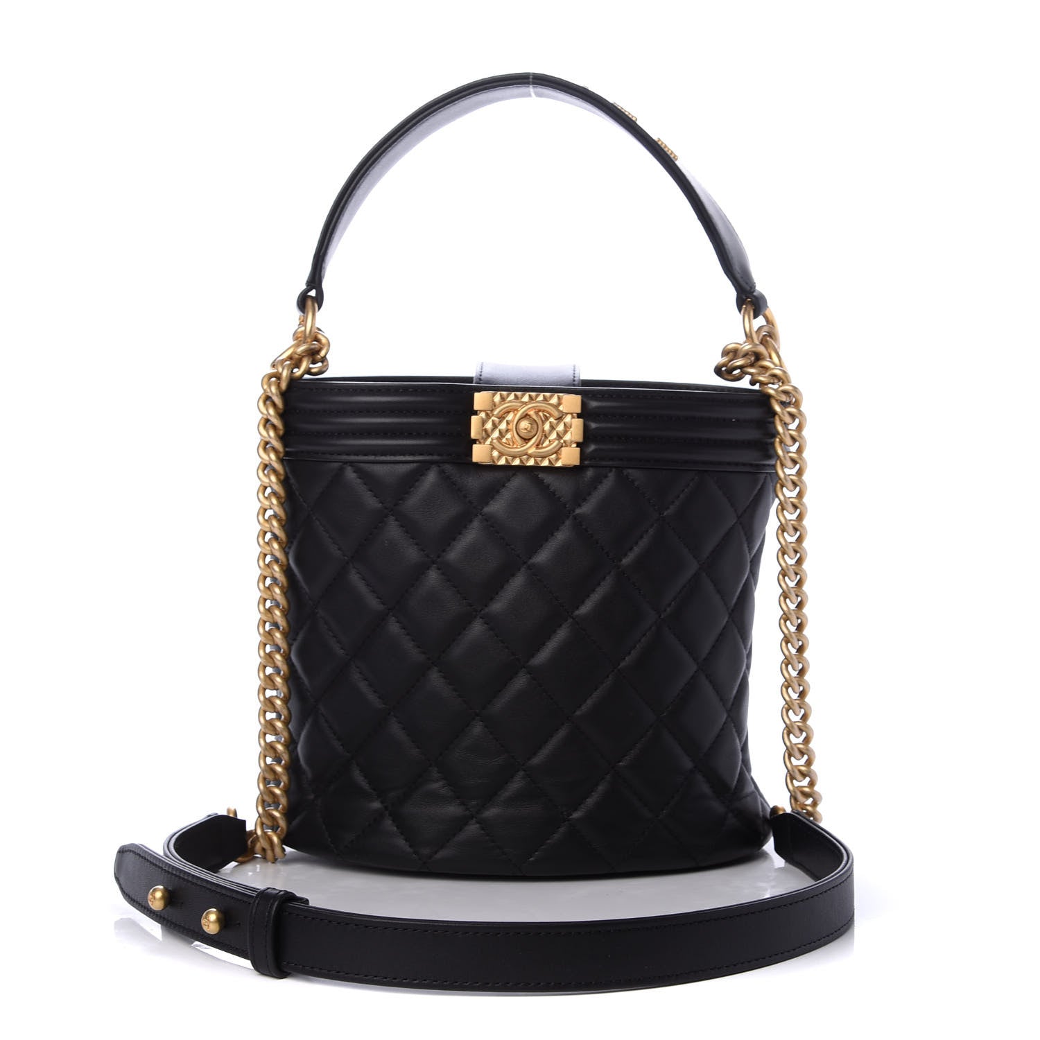 Chanel Calfskin Quilted Boy Bucket Bag Black 1 of 8