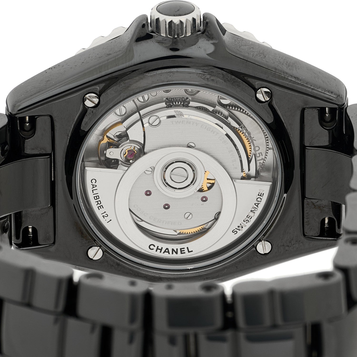 Chanel Stainless Steel Ceramic Diamond 38mm J12 Automatic Watch Black 4 of 5