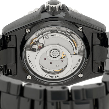 Chanel Stainless Steel Ceramic Diamond 38mm J12 Automatic Watch Black 4 of 5