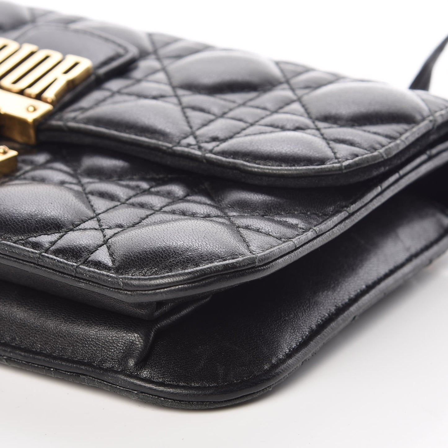 Lambskin Cannage Small Dioraddict Flap Bag Black