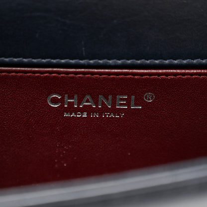 Chanel Calfskin Embossed Medium Paris Salzburg Boy Flap Navy 6 of 10