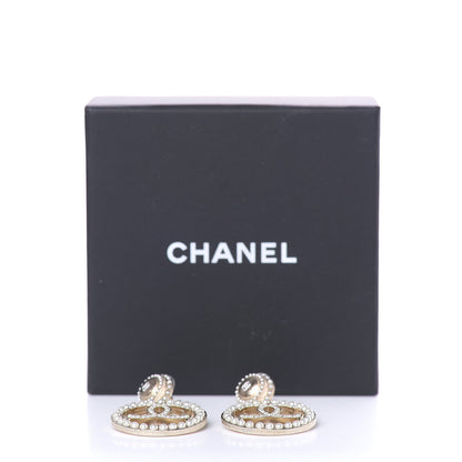 Chanel Pearl CC Drop Earrings Light Gold 5 of 5