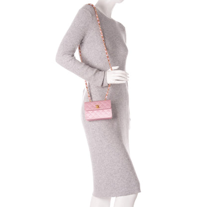 Chanel Satin Quilted Micro Mini Flap Pink 2 of 7