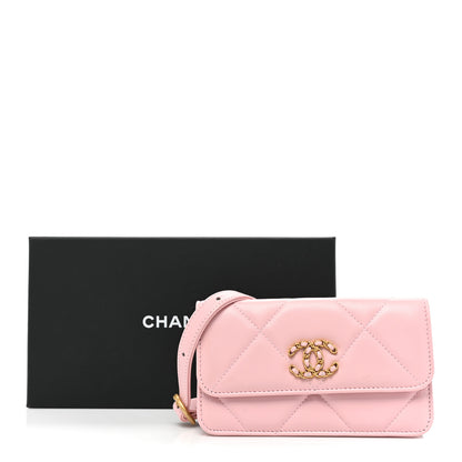Chanel Lambskin Quilted Chanel 19 Belt Phone Holder Bag Pink 11 of 11