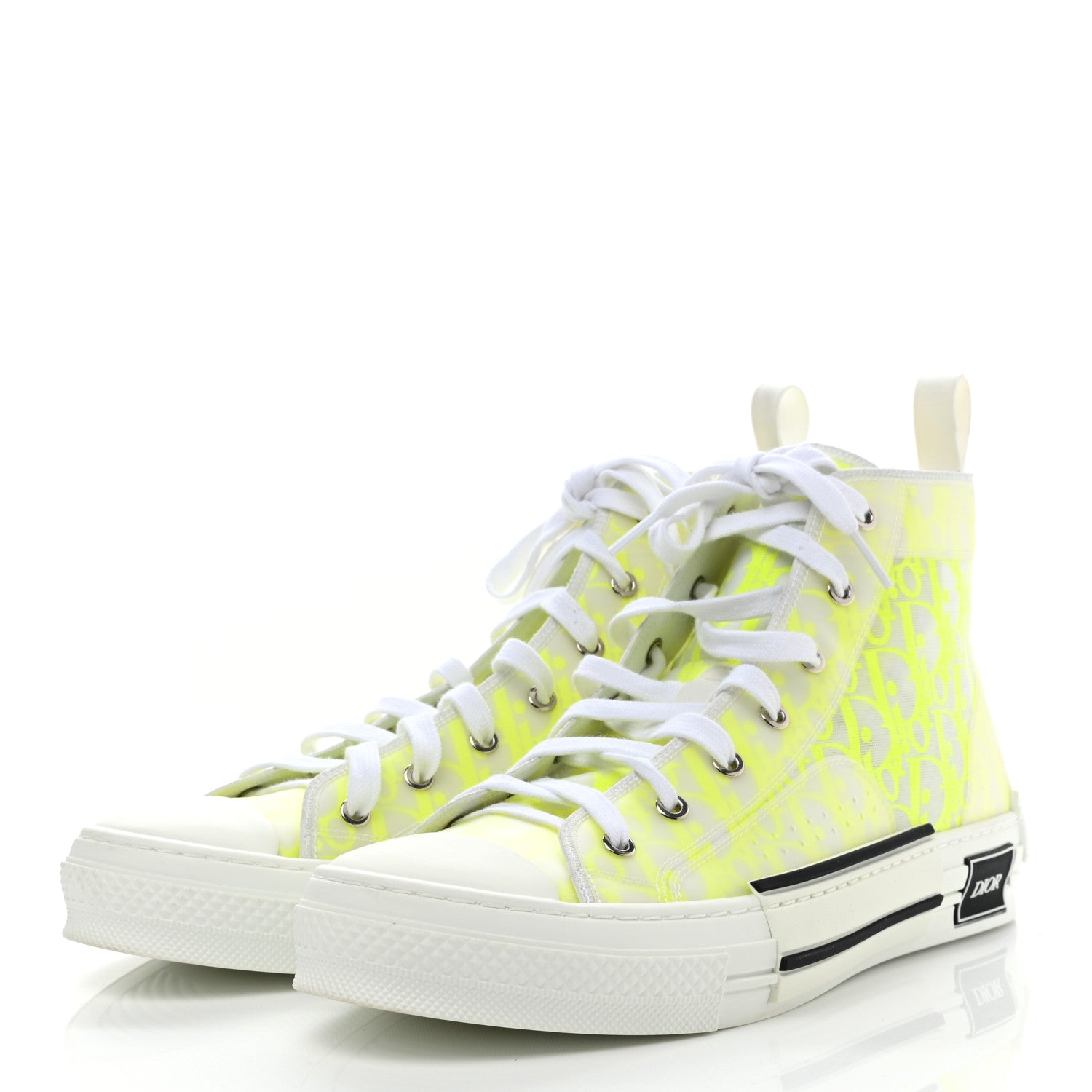 Christian Dior Technical Canvas Oblique Mens B23 High Top Sneakers 44 Yellow 3 of 13