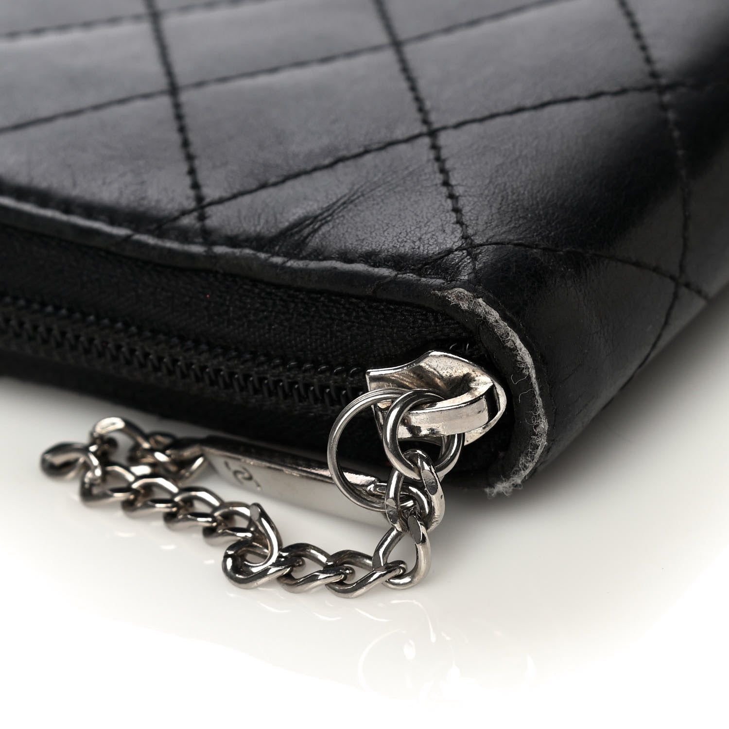 Chanel Calfskin Cambon Zip Around Organizer Wallet Black White 10 of 13
