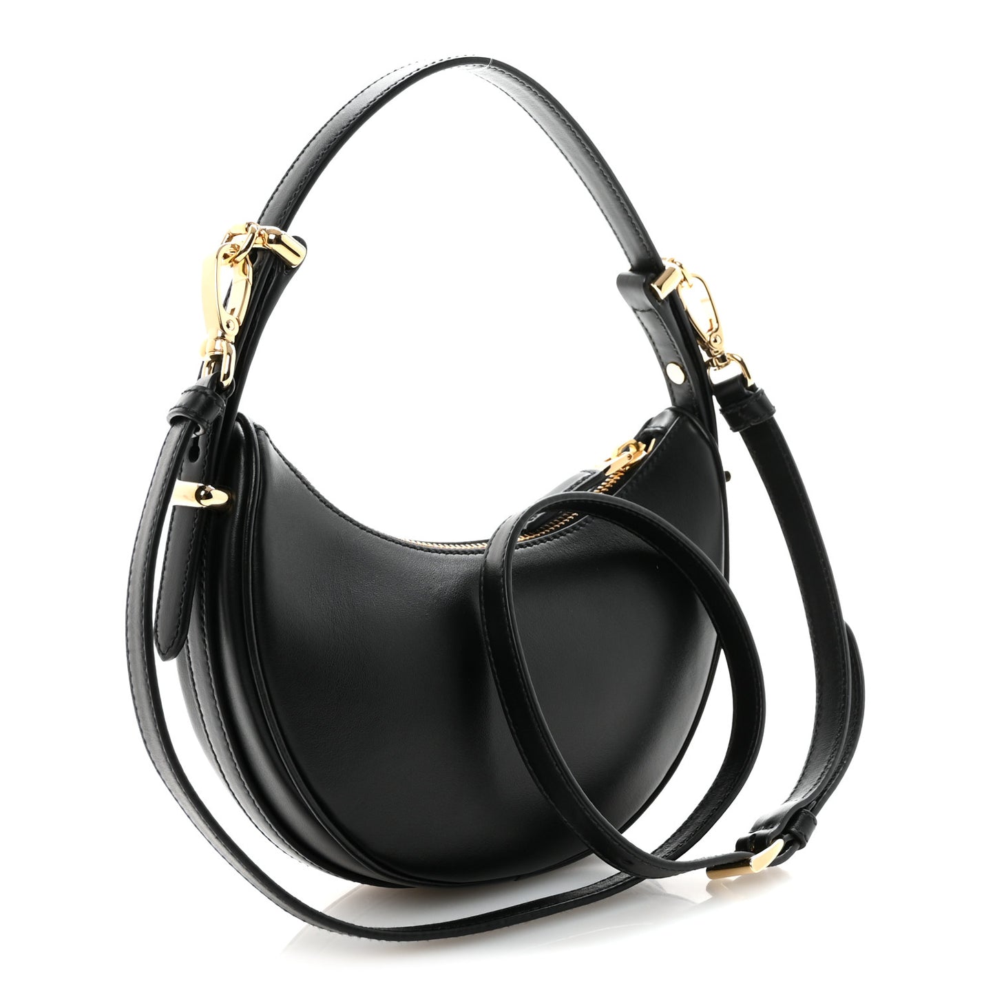 Soft Calfskin Arque Shoulder Bag Black