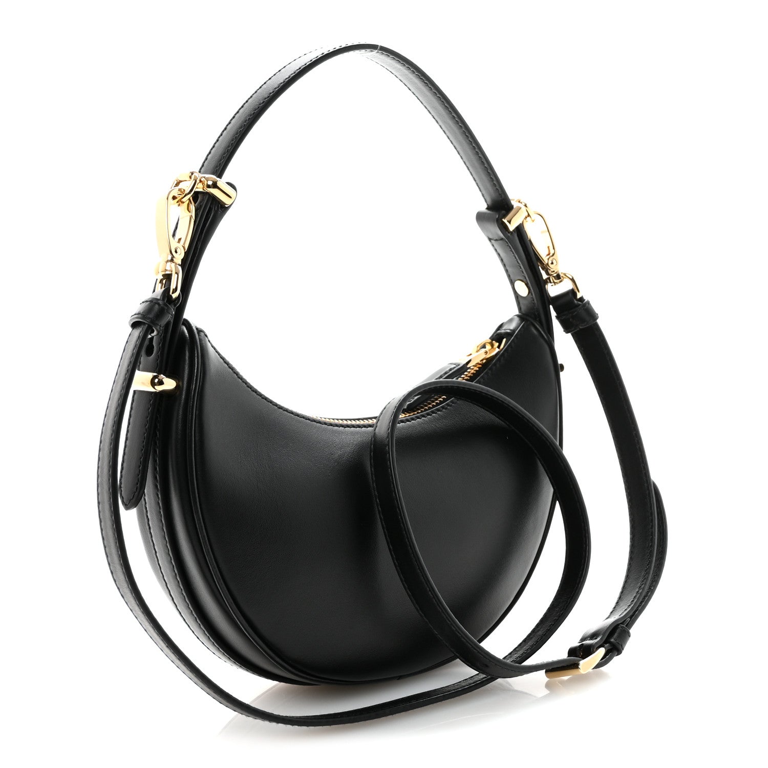 Prada Soft Calfskin Arque Shoulder Bag Black 3 of 9