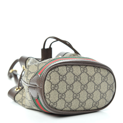 Gucci GG Supreme Monogram Web Mini Ophidia Bucket Bag Brown 4 of 9