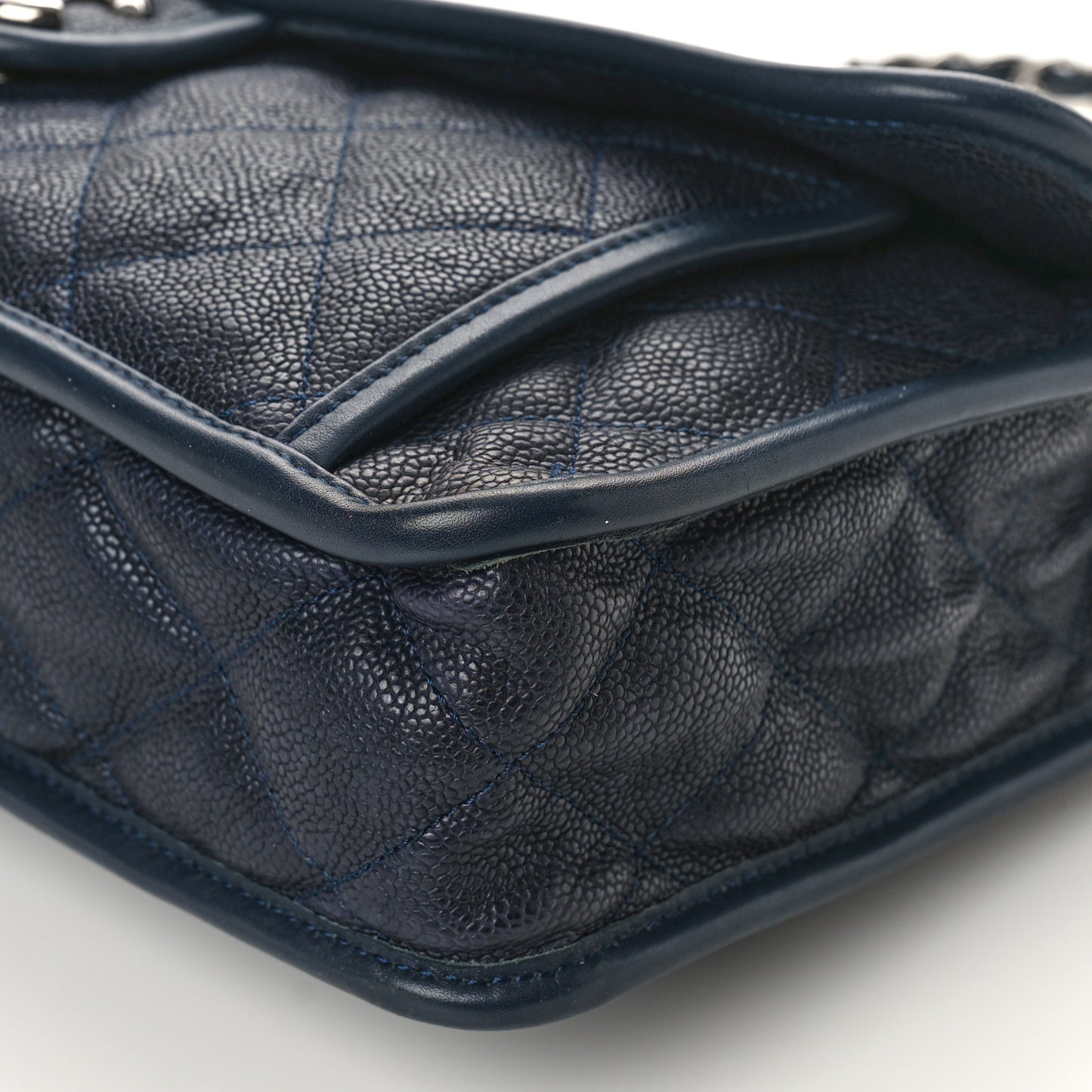 Caviar Quilted Medium French Riviera Flap Dark Navy Blue