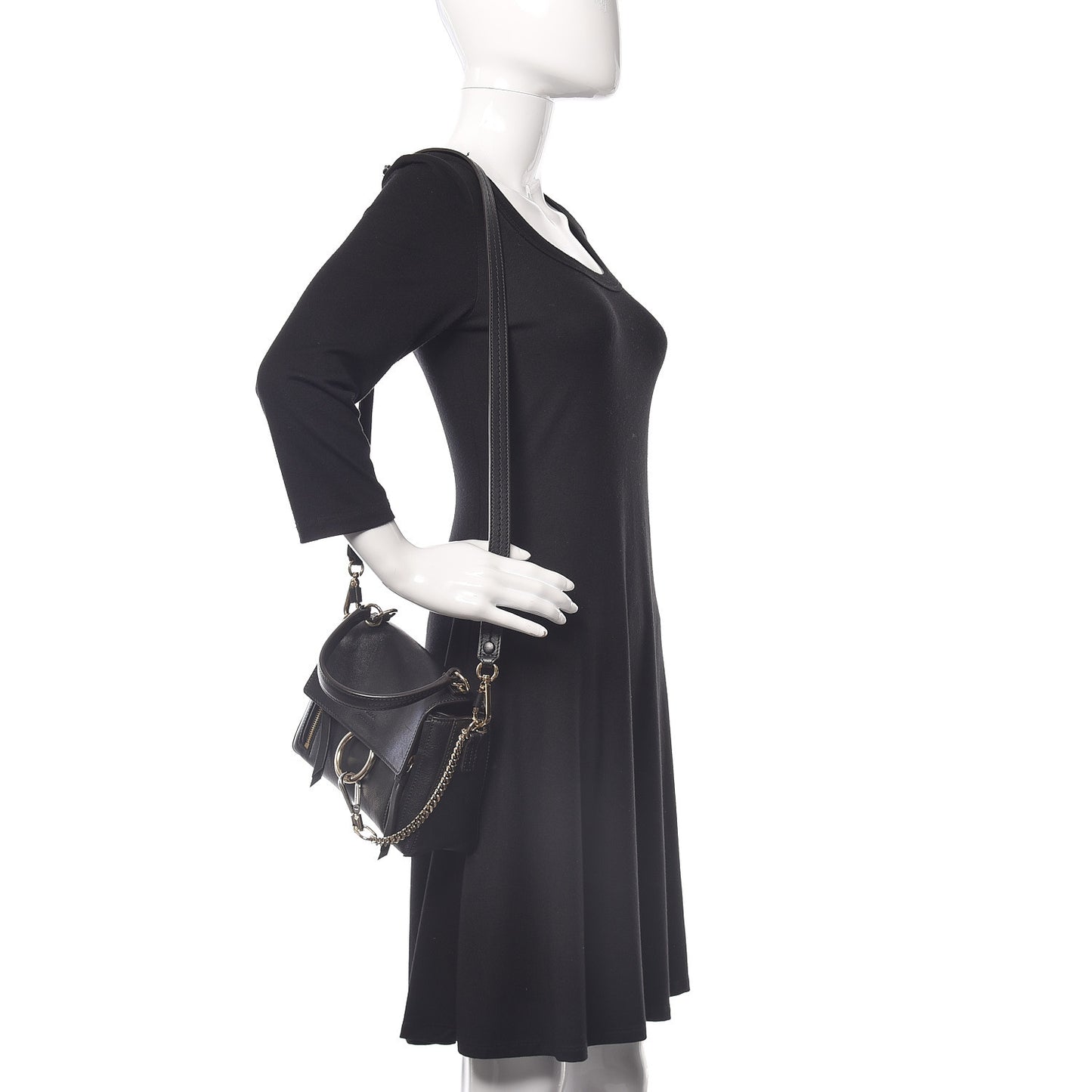 Calfskin Mini Faye Day Shoulder Bag Black