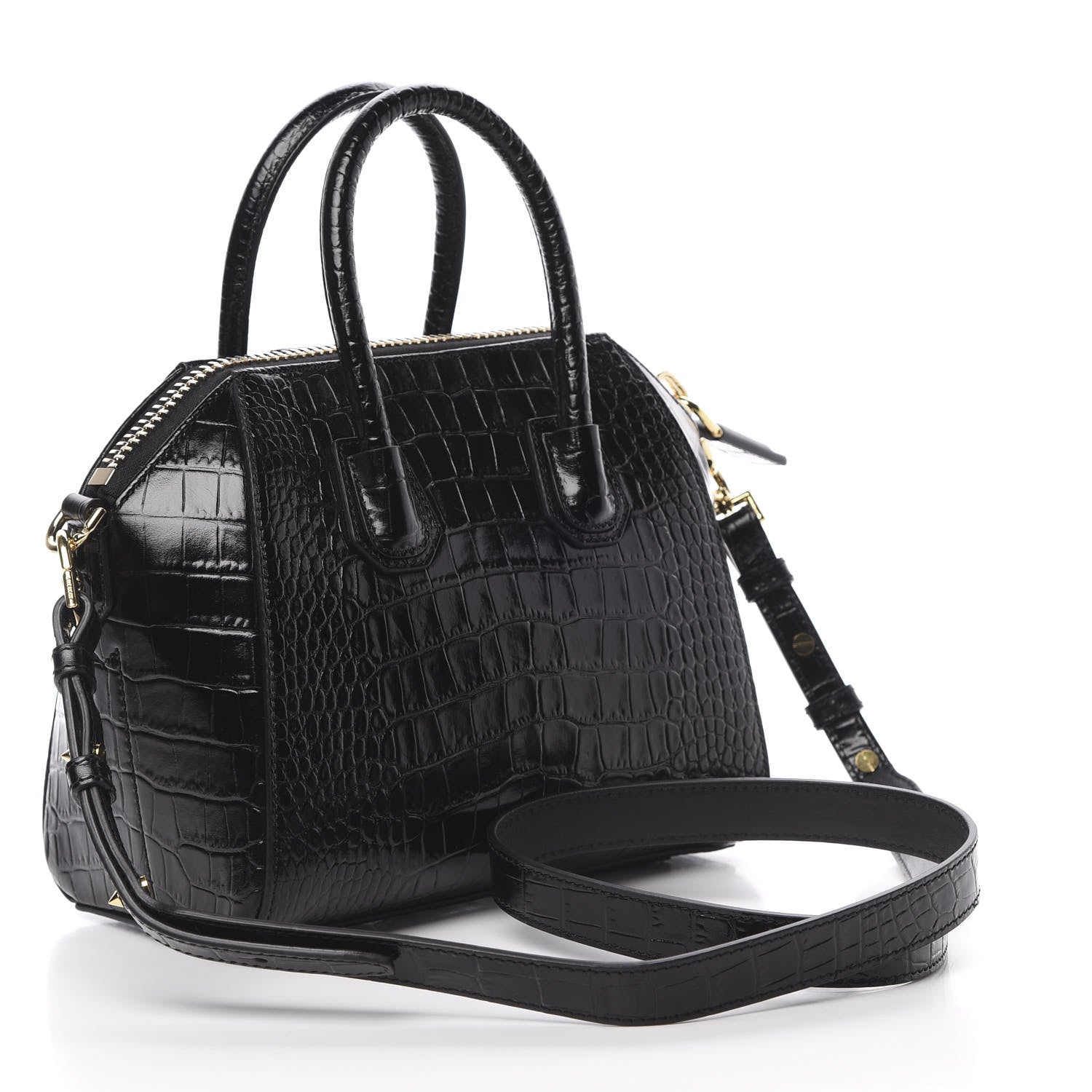 Givenchy Calfskin Crocodile Embossed Mini Antigona Black 3 of 10