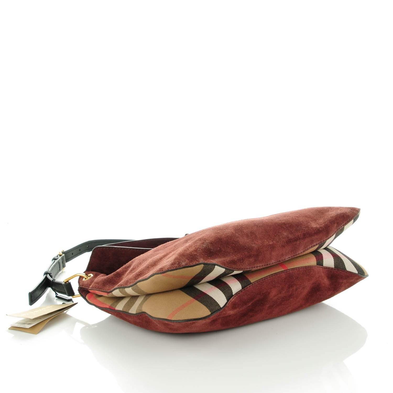 Burberry Suede House Check Cornwall Hobo Mahogany Red 4 of 14