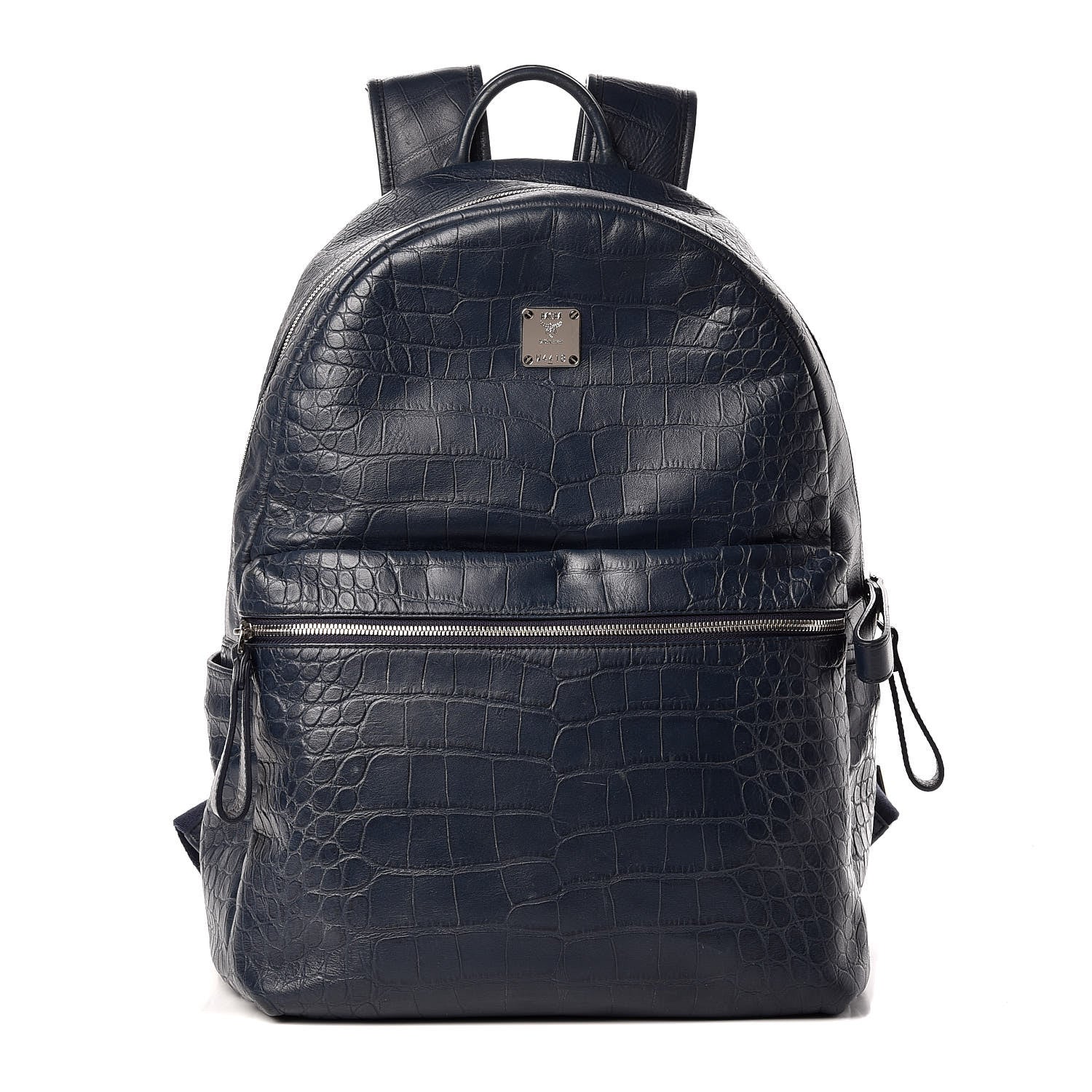MCM Calfskin Crocodile Embossed Large Luxus Backpack Blue 1 of 24