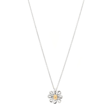 Tiffany Sterling Silver 18K Yellow Gold Daisy Pendant Necklace 1 of 4