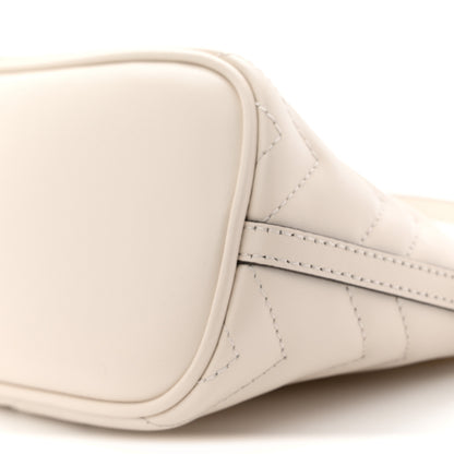 Gucci Calfskin Matelasse Chevron Monochrome GG Marmont Sling Shoulder Bag Mystic White 10 of 10