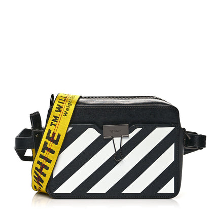 Off-White Saffiano Striped Diag Binder Belt Bag Black White 1 of 9