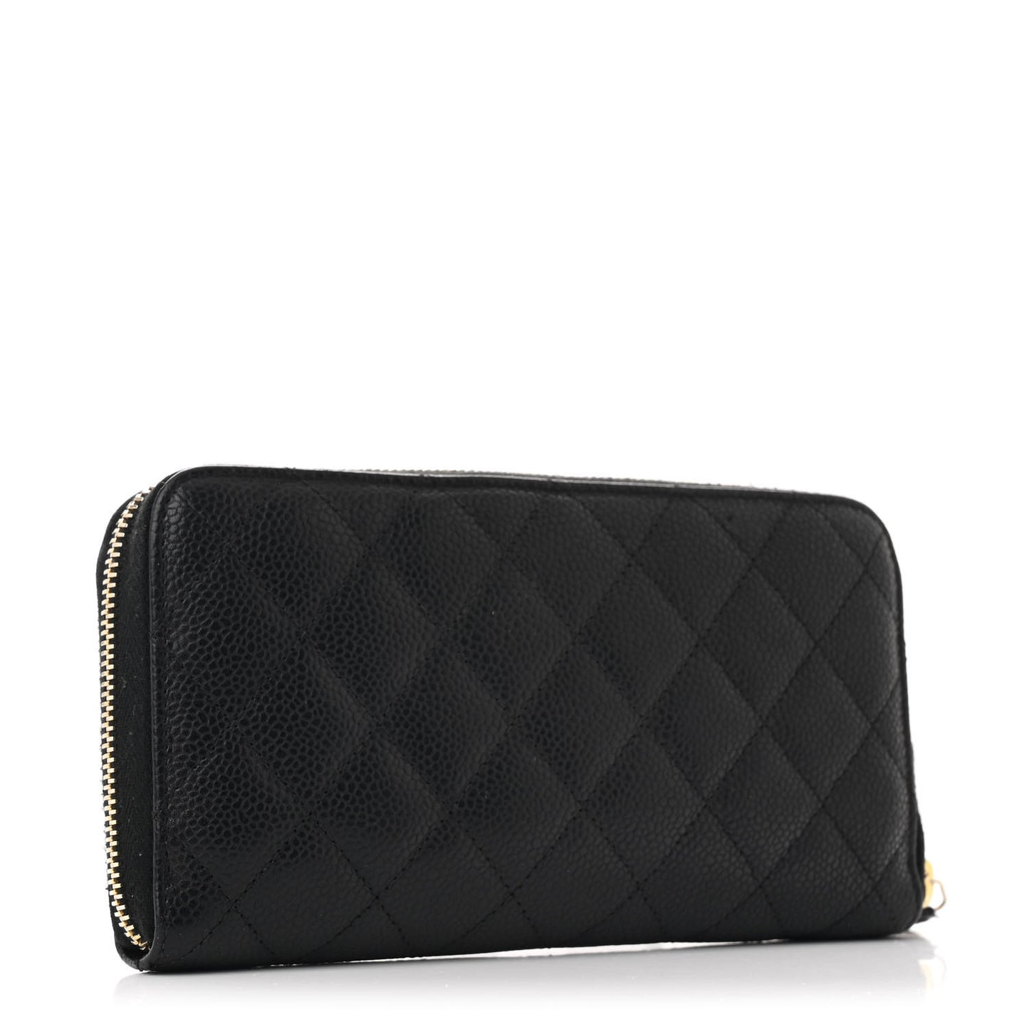 Caviar Quilted Large Gusset Zip Around Wallet Black