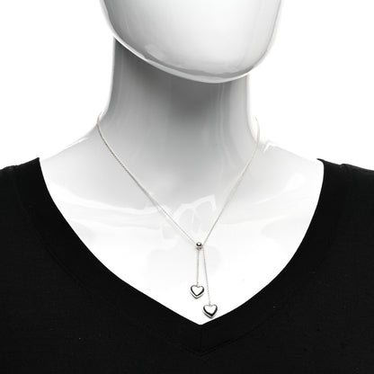 Tiffany Sterling Silver Double Heart Lariat Pendant Necklace 2 of 4