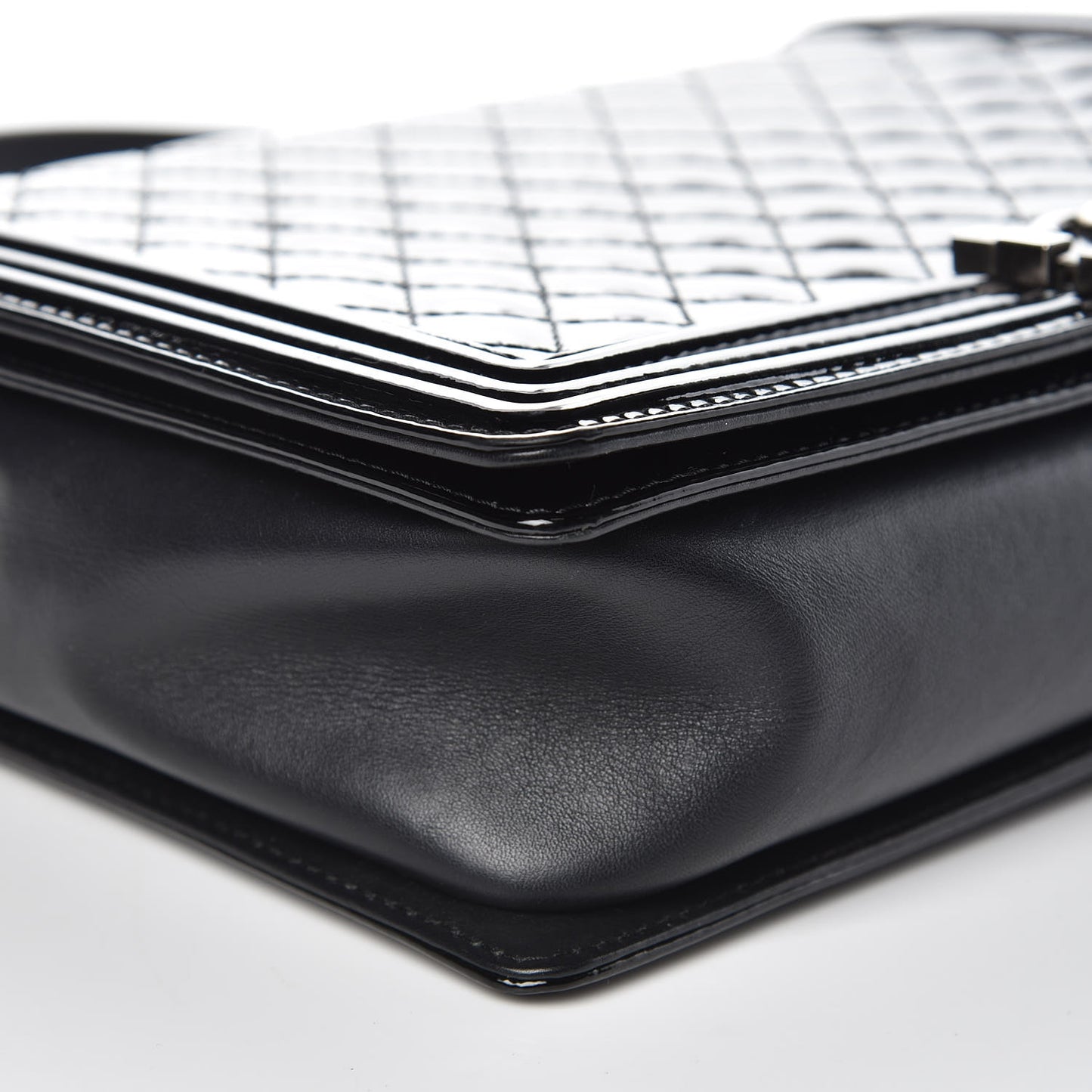 Patent Quilted Large Boy Flap Black