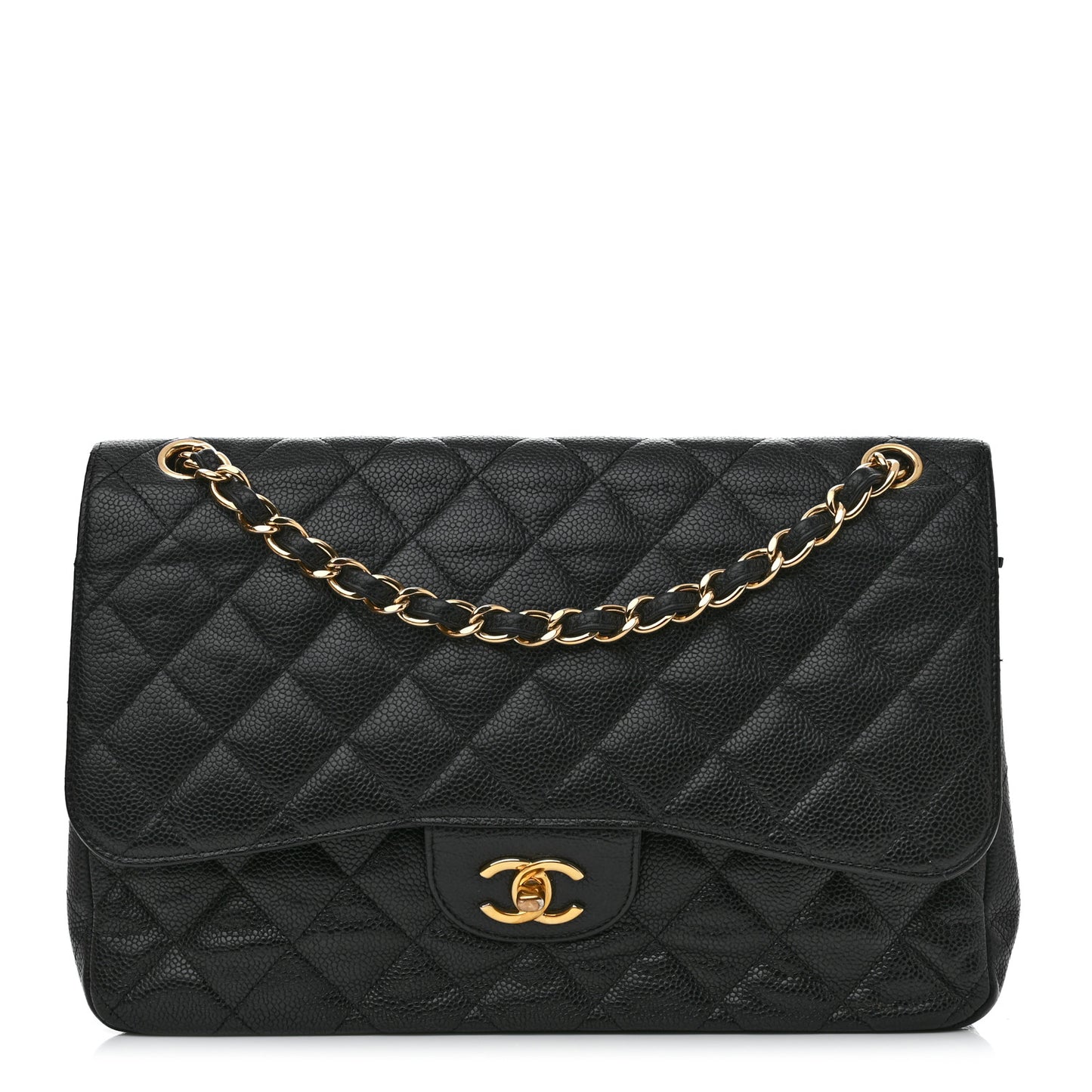 Caviar Quilted Jumbo Double Flap Black