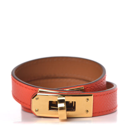 Hermes Epsom Kelly Double Tour Bracelet XS Orange Poppy 1 of 6