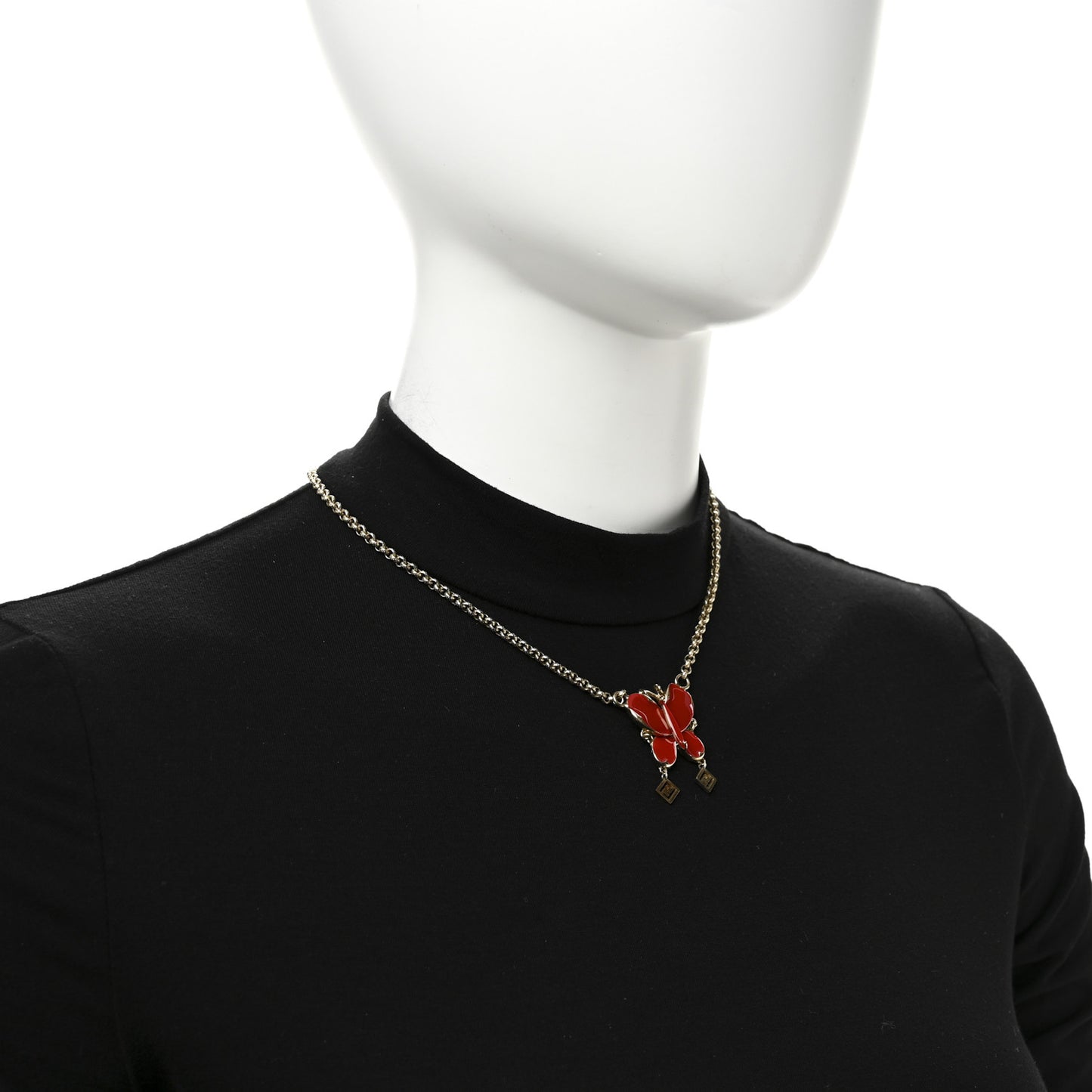 Metal Enamel Butterfly Pendant Necklace Rosso