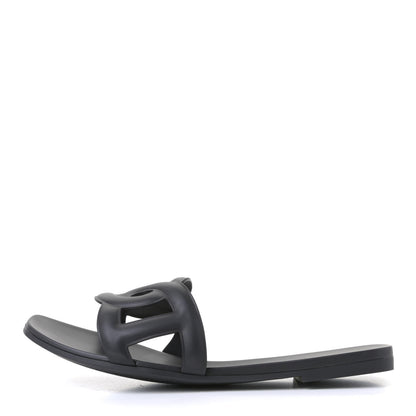 Hermes Rubber Aloha Sandals 40 Black 1 of 4