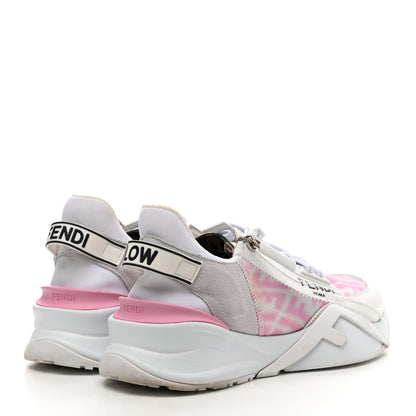 Fendi X SARAH COLEMAN Nylon Suede Lycra FF Vertigo Fendi Flow Low Top Sneakers 38 Transparent Rosa White 4 of 13
