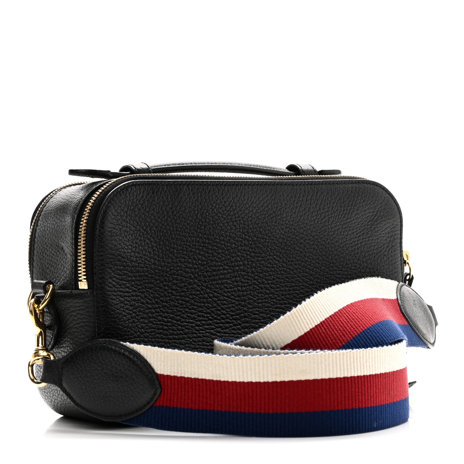 Gucci Grained Calfskin Sylvie Web Kingsnake Small Camera Bag Black Multicolor 3 of 12