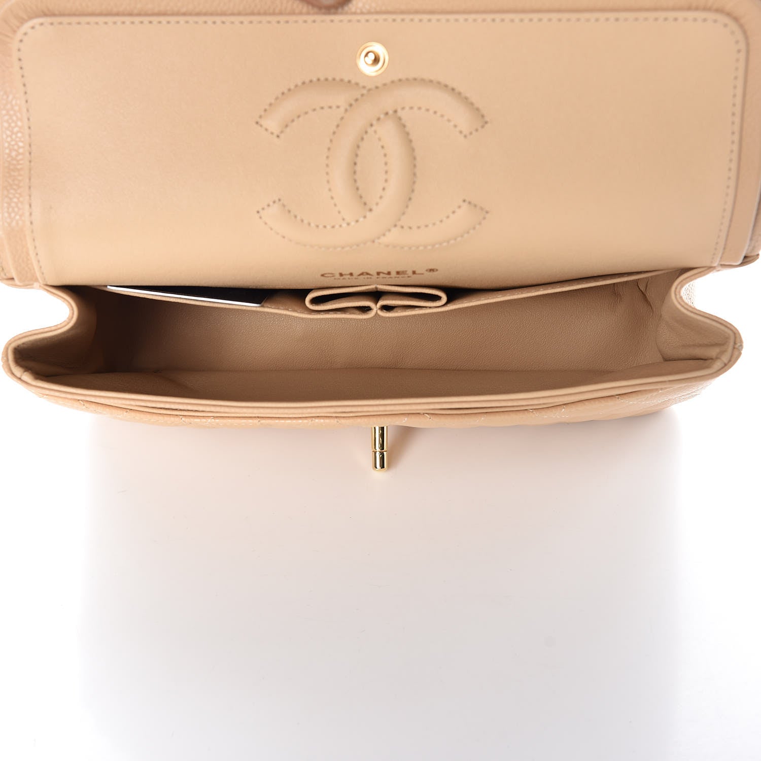 Chanel Caviar Quilted Medium Double Flap Beige Clair 7 of 10