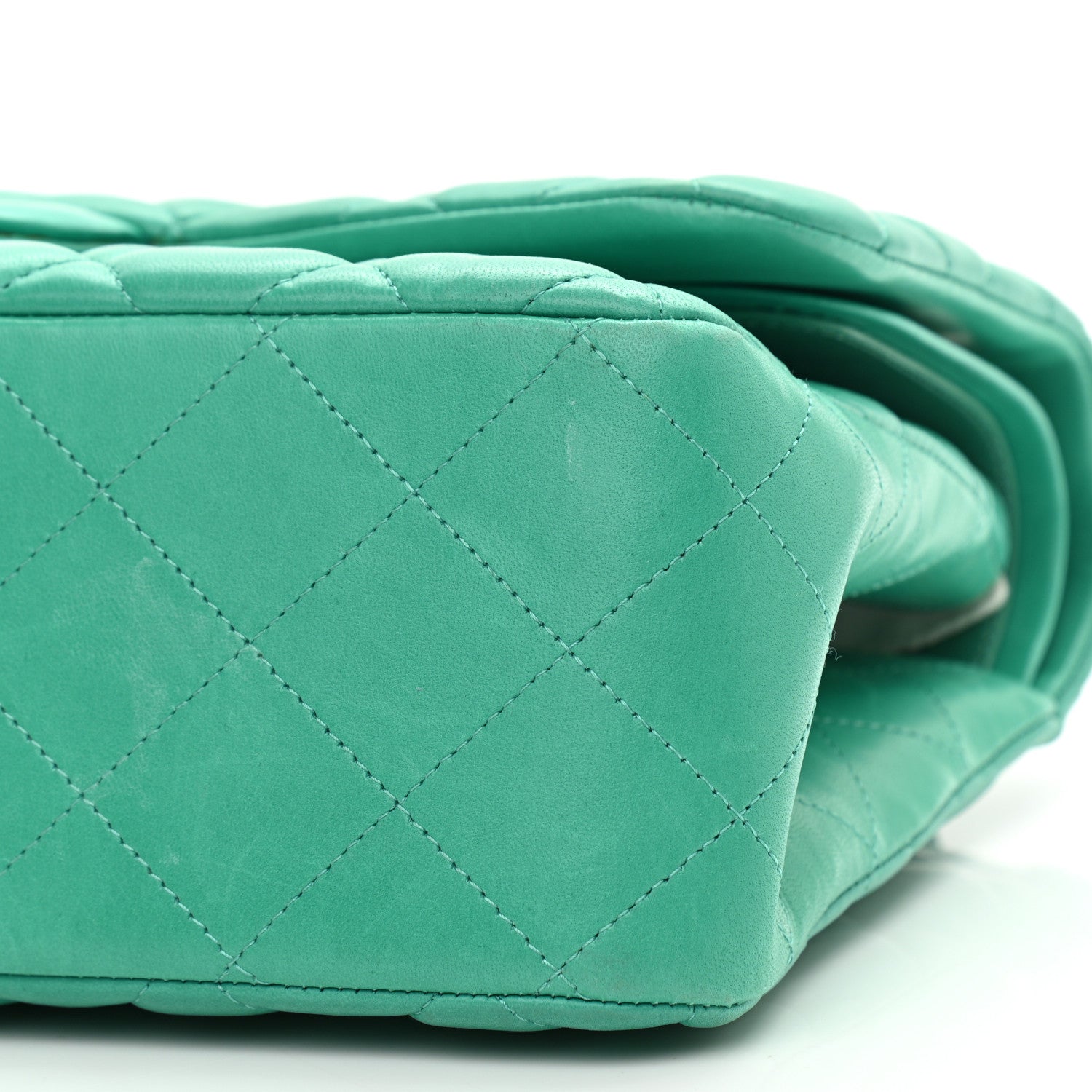 Chanel Lambskin Quilted Jumbo Double Flap Green 12 of 15