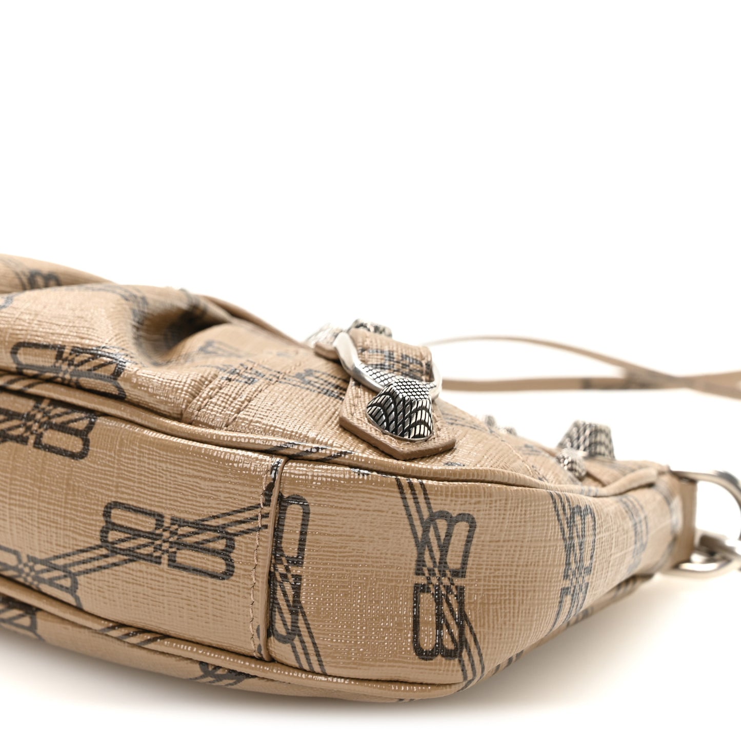 Coated Canvas BB Monogram Le Cagole Mini Purse With Chain Beige Brown