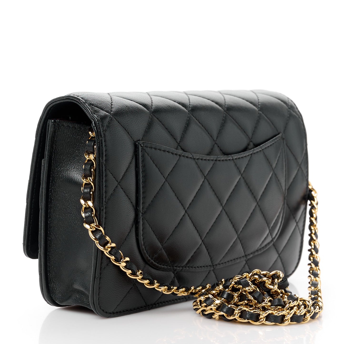 Lambskin Quilted Wallet On Chain WOC Black