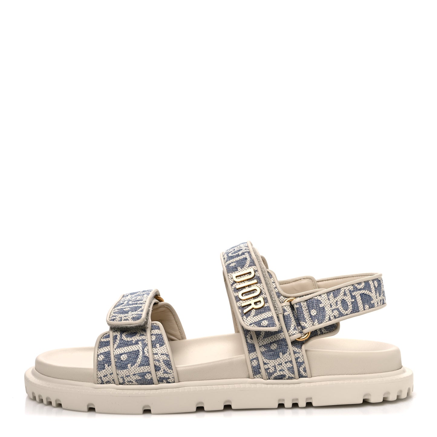 Oblique Raffia Chambray Jacquard Dioract Sandals 41 Blue Ecru