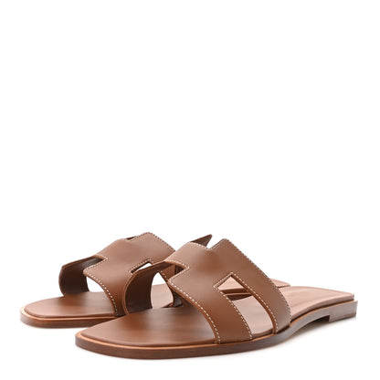 Hermes Box Calfskin Oran Sandals 41 Gold 4 of 9