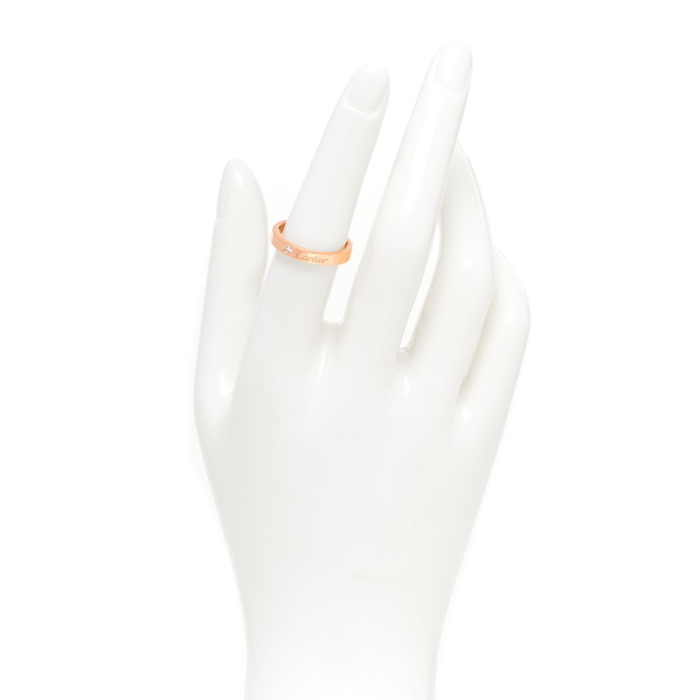 18K Pink Gold Diamond 3mm C De Cartier Wedding Band Ring 54 6.75