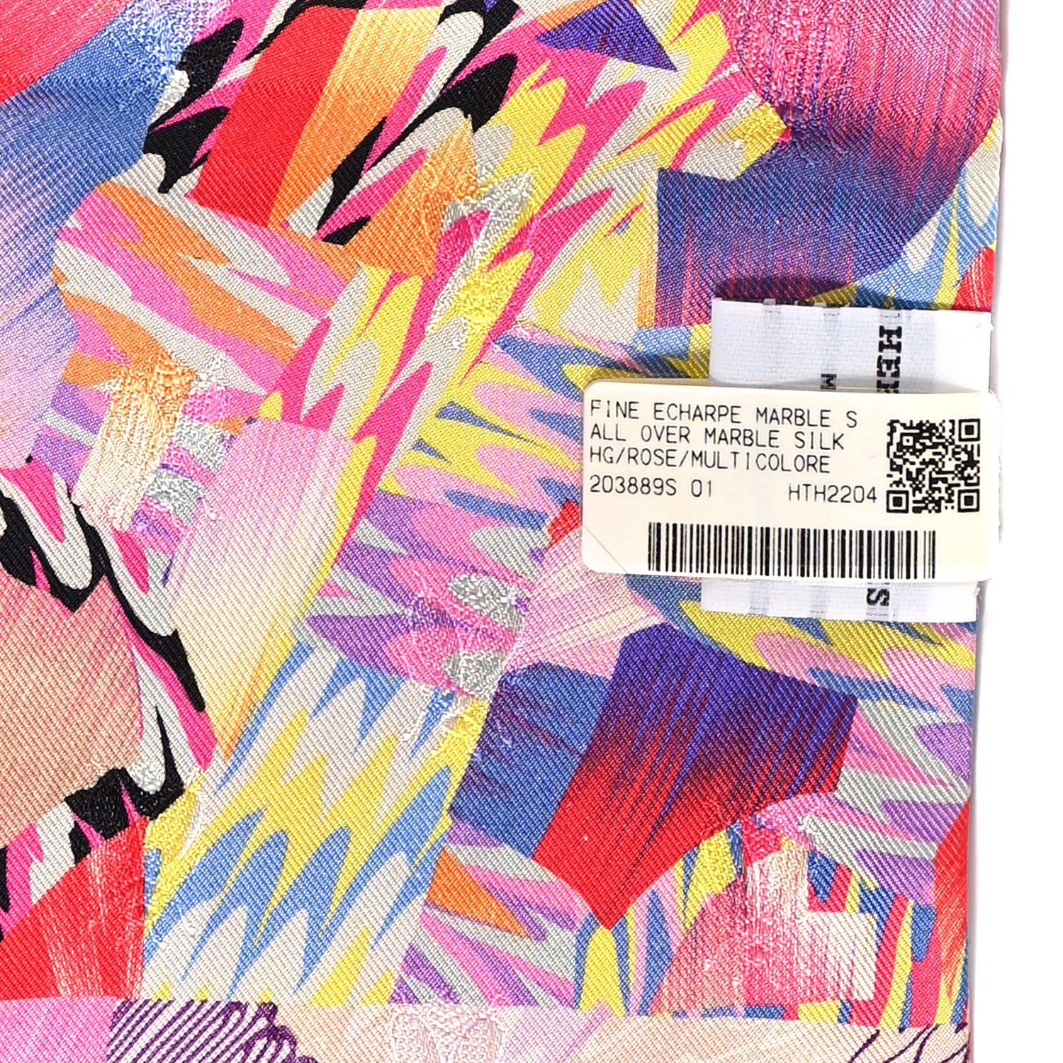 Hermes Silk Marble Fringed Muffler Rose Multicolor 4 of 4