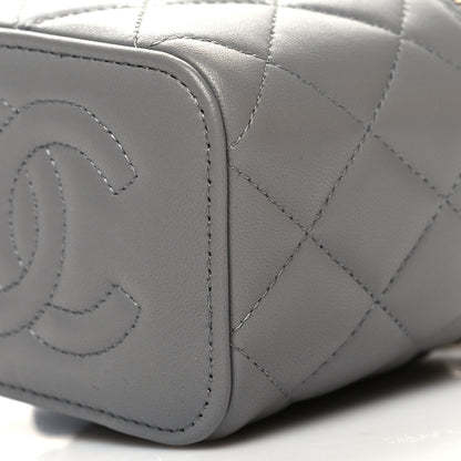 Chanel Lambskin Quilted Metal Mini Top Handle Vanity Case With Chain Grey 11 of 12