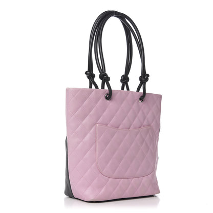 Chanel Calfskin Quilted Medium Cambon Tote Pink Black 3 of 12