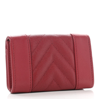 Chanel Caviar Chevron Quilted Mademoiselle Flap Card Holder Dark Pink 3 of 9